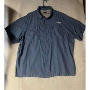 Habit Mens 3XL Blue Button Down Performance Short Sleeve Fishing Shirt